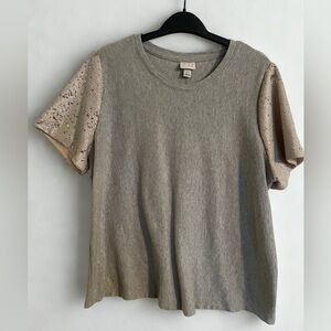 Women's Gray Sequins Sleeve Top